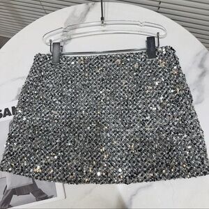 Sequin Embellished Gray Skort